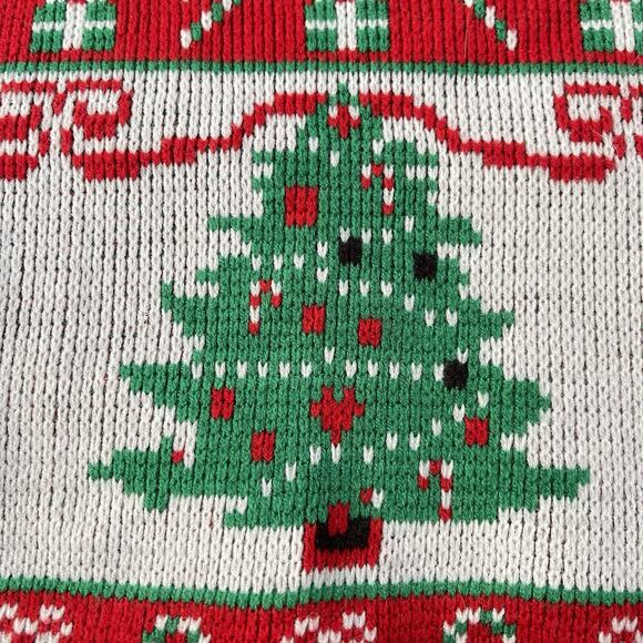 Vintage 80’s Ugly Christmas Sweater Sweatshirt Knit Panel Christmas Trees Medium - Picture 6 of 6